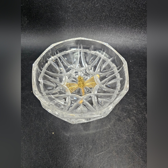 Crystal Glass Paperweight with Gold Dragonfly Accent - Picture 2 of 3